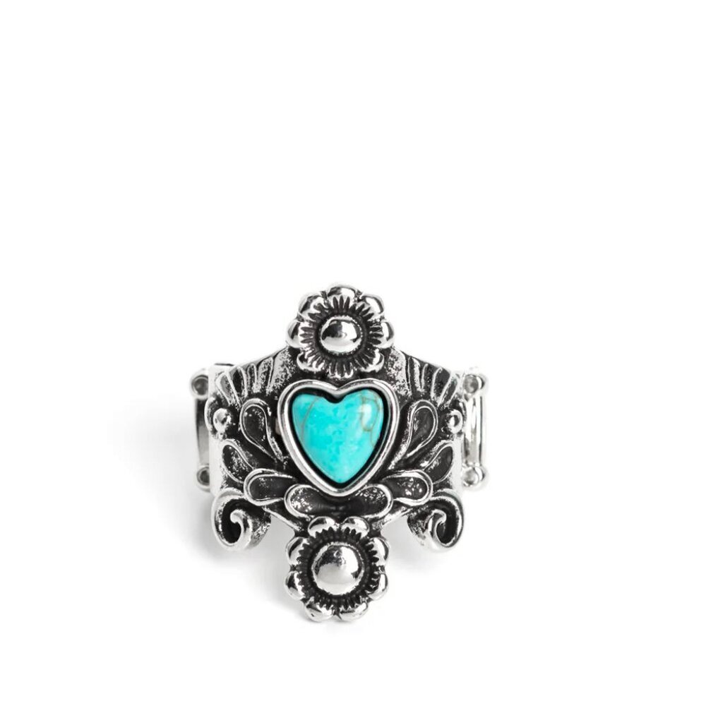 Paparazzi Jewelry Accessories - Trailblazing Tribute - Blue Ring - Vintage - Picture 4 of 4